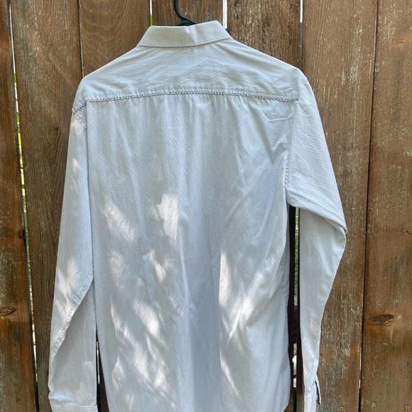 7 Diamond Men’s White Grey Western Detailed Long Sleeve Button Down Size Large - Picture 9 of 12